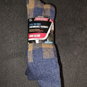 Dickies Blue and Tan Wool-Blend Steel Toe Crew Socks - 3 Pack